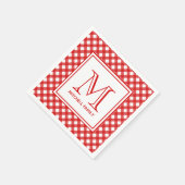 Red Country Style Gingham Pattern Monogramed Servet (Hoek)