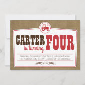 Red Country Tractor Invitation Kaart (Voorkant)