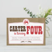 Red Country Tractor Invitation Kaart (Staand voorkant)