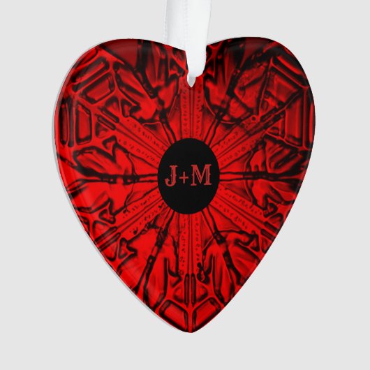 Red Couple Initialen Aangepast jaarbegin Ornament (voorkant)