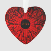 Red Couple Initialen Aangepast jaarbegin Ornament (achterkant)