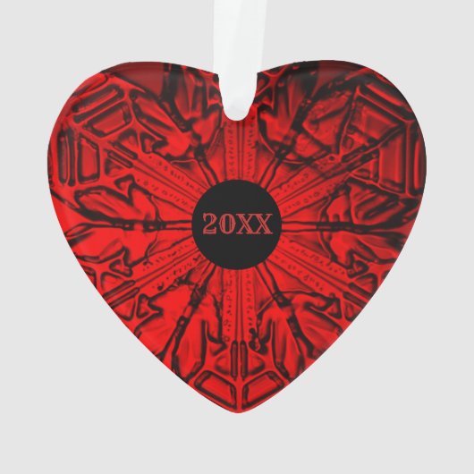 Red Couple Initialen Aangepast jaarbegin Ornament (achterkant)