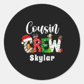 Red Cousin Crew Christmas Retro  Ronde Sticker (Voorkant)