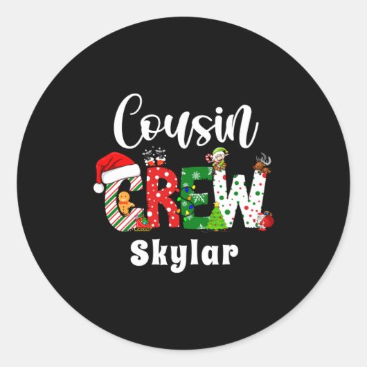 Red Cousin Crew Christmas Retro  Ronde Sticker (Voorkant)
