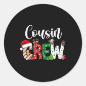 Red Cousin Crew Christmas Retro T Shirt  Ronde Sticker (Voorkant)