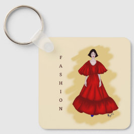 Red Couture Shape with Soft Yellow Atmosphere Sleutelhanger