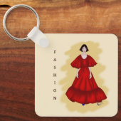 Red Couture Shape with Soft Yellow Atmosphere Sleutelhanger (Voorkant)