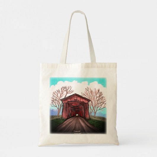 Red Covered Bridge Canvas tas (Achterkant)