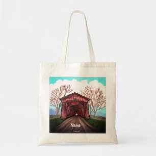 Red Covered Bridge Canvas tas