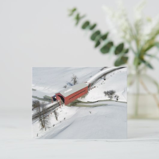 Red Covered Bridge, Québec Briefkaart (Staand voorkant)