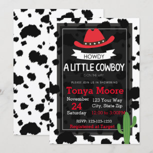Red Cow Boy Baby shower Invitation Kaart
