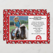 Red Cowboy Bandana Foto Uitnodiging (Voorkant / Achterkant)
