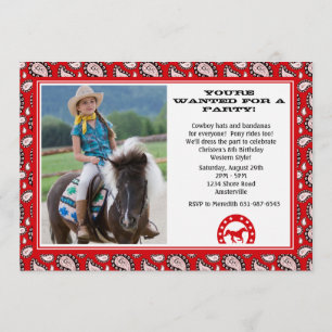 Red Cowboy Bandana Foto Uitnodiging