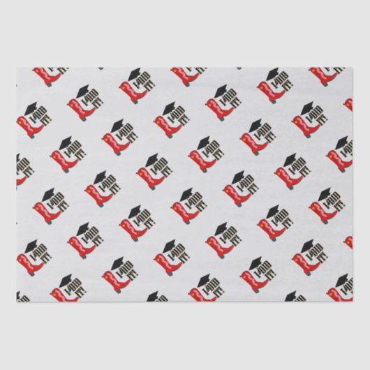 Red Cowboy Boot Afstudeerder Pet en Diploma Afstud Tissuepapier (Voorkant)