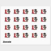 Red Cowboy Boot Afstuderen Ronde Sticker (Vel)