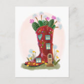 Red Cowboy Boot en Cactus Briefkaart (Voorkant)