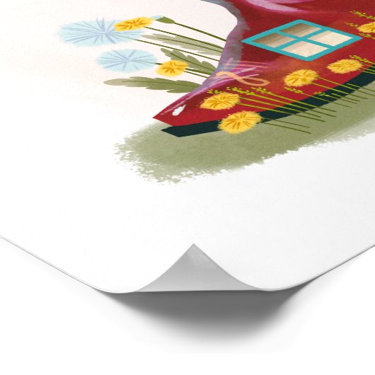 Red Cowboy Boot en Cactus House Art Print (Hoek)