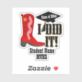 Red Cowboy Boot - Graduation Sticker (Vel)