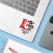 Red Cowboy Boot - Graduation Sticker (Laptop met iPhone)
