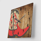 Red Cowboy Boot Vierkante Klok (Hoek)