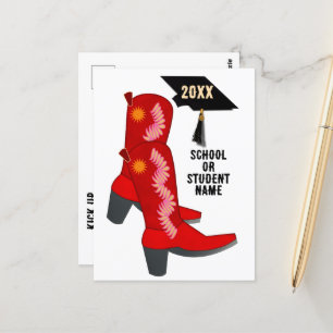 Red Cowboy Boots Afstuderen Briefkaart