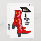 Red Cowboy Boots Afstuderen Briefkaart (Voorkant / Achterkant)