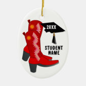 Red Cowboy Boots Afstuderen Keramisch Ornament (Voorkant)