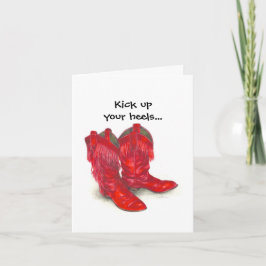 Red Cowboy Boots Birthday Card Kaart