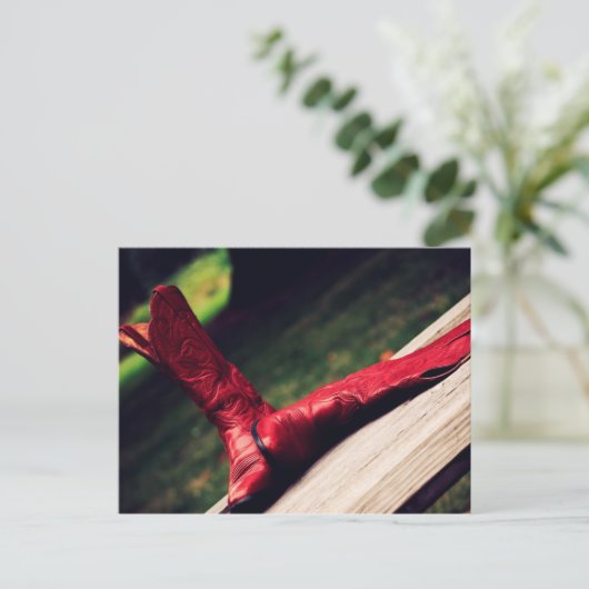 Red Cowboy Boots Briefkaart (Staand voorkant)
