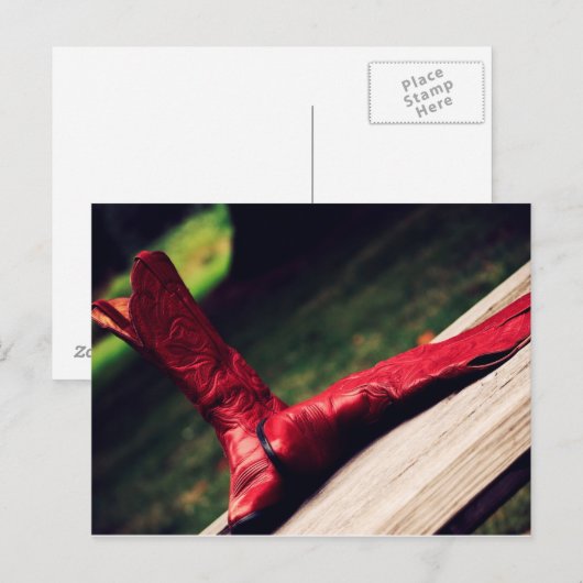 Red Cowboy Boots Briefkaart (Voorkant / Achterkant)