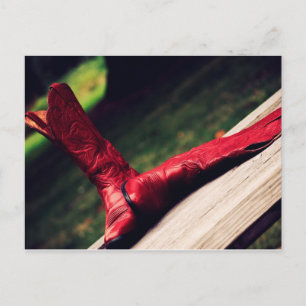 Red Cowboy Boots Briefkaart