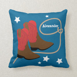 Red Cowboy Boots & Rope, gepersonaliseerd Kussen