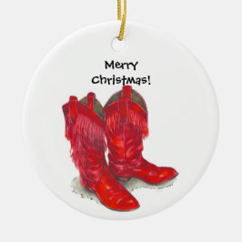 Red Cowboy Boots-versiering Keramisch Ornament