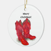Red Cowboy Boots-versiering Keramisch Ornament (Links)