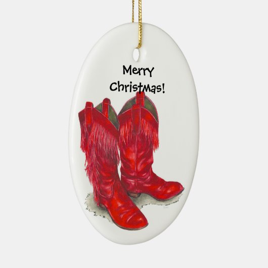 Red Cowboy Boots-versiering Keramisch Ornament (Rechts)
