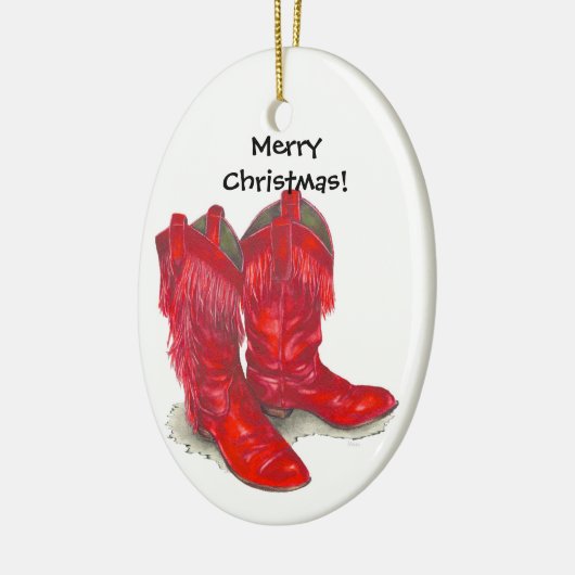 Red Cowboy Boots-versiering Keramisch Ornament (Links)