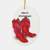 Red Cowboy Boots-versiering Keramisch Ornament (Voorkant)