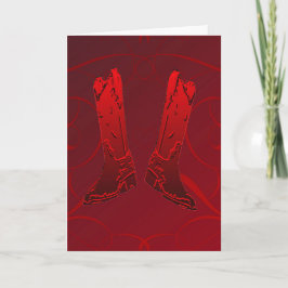 Red Cowboy Boots Wenskaart Feestdagen Kaart