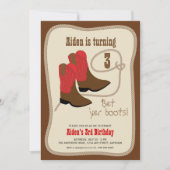 Red Cowboy Boots Western Verjaardagsfeest Kaart (Voorkant)