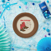 Red Cowboy Boots Western Verjaardagsfeest Papieren Bordje (Feest)