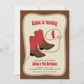 Red Cowboy Boots | Westerne feestdag voor jongens Kaart (Voorkant)