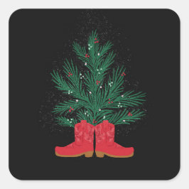 Red Cowboy laarzen en sparren Vierkante Sticker