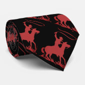 Red Cowboy on Horse with Whip Stropdas (Opgerold)