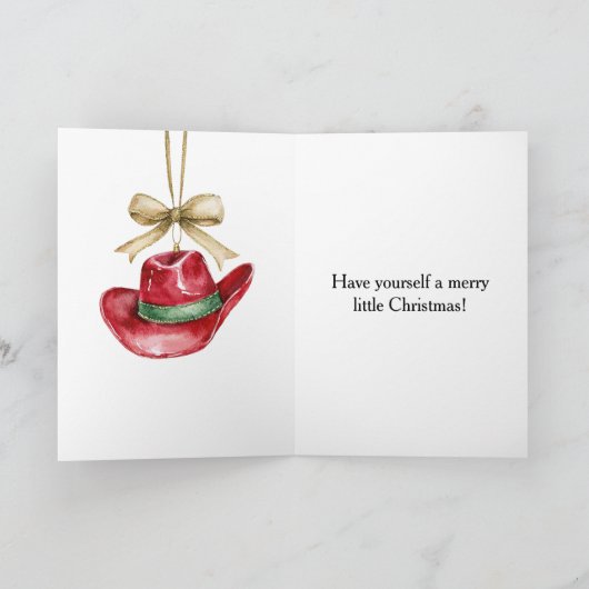 Red Cowboy Pet Christmas Kaart (Binnen)