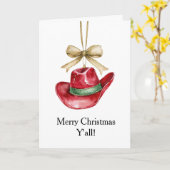 Red Cowboy Pet Christmas Kaart (Gele Bloem)