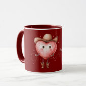 Red Cowgirl Hat Boots Heart Valentine's Day Mok (Voorkant links)