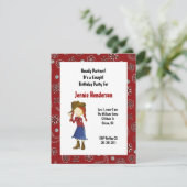 Red Cowgirl Uitnodiging (Staand voorkant)
