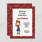 Red Cowgirl Uitnodiging (Voorkant / Achterkant)