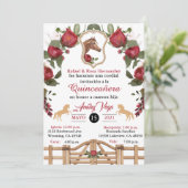 Red Cowgirl Westerne uitnodiging, Quinceanera Invi Kaart (Staand voorkant)