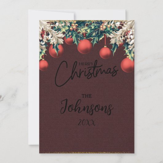 Red Cozy Classic Modern Christmas Kaart (Voorkant)